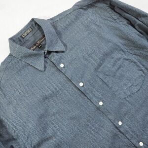 Christian Dumas Sz M  Blue Textured Men's Dress Shirt 100% Cotton